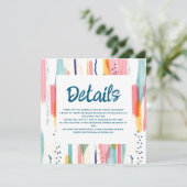 水彩抽象芸術ブカラフルラシ結婚の詳細 招待状 (スタンド正面)