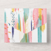 水彩抽象芸術ブカラフルラシ結婚ズ オールインワン招待状 (裏面)