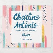 水彩抽象芸術ブカラフルラシ結婚ズ スパークリングワインラベル (シングルラベル)