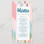 水彩抽象芸術ブカラフルラシ結婚ズ メニュー (正面/裏面)