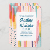 水彩抽象芸術ブカラフルラシ結婚ズ 招待状 (正面/裏面)