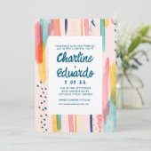 水彩抽象芸術ブカラフルラシ結婚ズ 招待状 (スタンド正面)