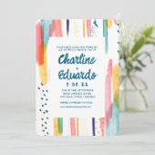 水彩抽象芸術ブカラフルラシ結婚ズ 招待状 (スタンド正面)