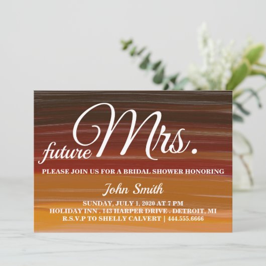 水彩抽象芸術ブライダルシャワー未来ミセス 招待状 (スタンド正面)