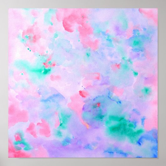 水彩抽象芸術ブループリント ポスター (正面)