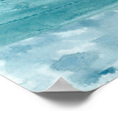 水彩抽象芸術ブルーレイクランドスケープモダンアート ポスター (角)