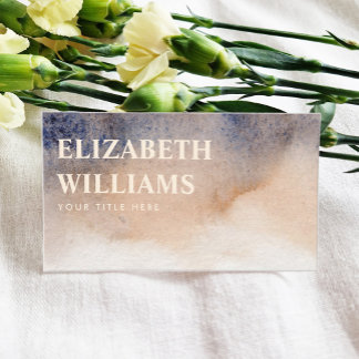 水彩抽象芸術ベージュ – ブルー 名刺