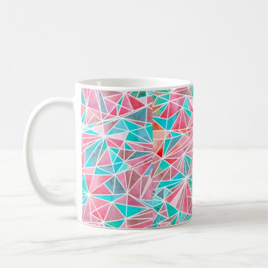 水彩抽象芸術モザイク模様 コーヒーマグカップ (左)