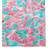 水彩抽象芸術モザイク模様 シャワーカーテン (正面)