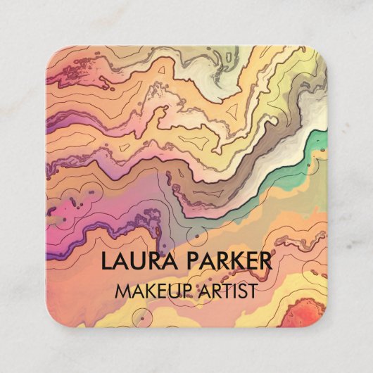 水彩抽象芸術ヴィンテージアーミニマルト スクエア名刺 (正面)