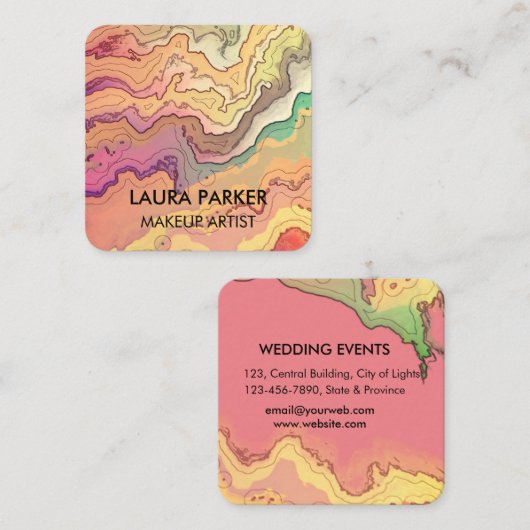 水彩抽象芸術ヴィンテージアーミニマルト スクエア名刺 (正面/裏面)