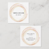 水彩抽象芸術円ブラシストロークrosegold スクエア名刺 (正面/裏面)