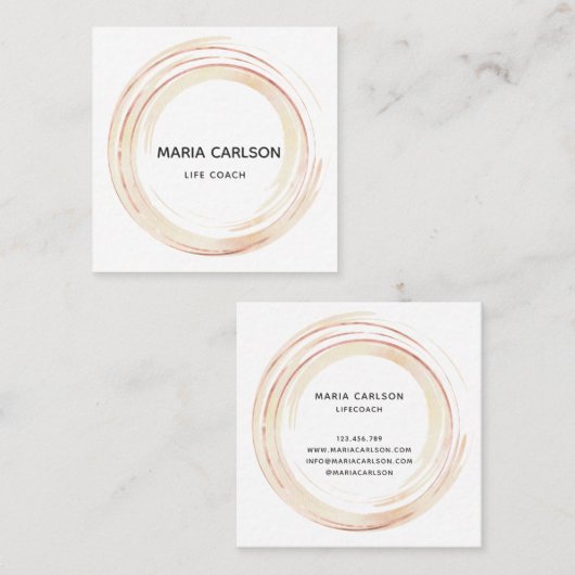 水彩抽象芸術円ブラシストロークrosegold スクエア名刺 (正面/裏面)