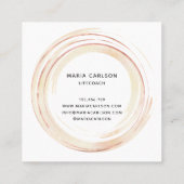 水彩抽象芸術円ブラシストロークrosegold スクエア名刺 (裏面)