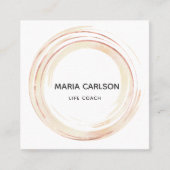 水彩抽象芸術円ブラシストロークrosegold スクエア名刺 (正面)