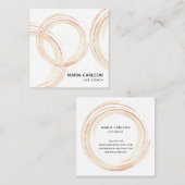 水彩抽象芸術円ブラシストロークrosegold スクエア名刺 (正面/裏面)