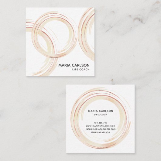 水彩抽象芸術円ブラシストロークrosegold スクエア名刺 (正面/裏面)