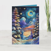 水彩抽象芸術冬のシーンクリスマス シーズンカード (正面)