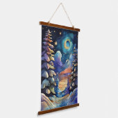 水彩抽象芸術冬のシーンクリスマス 吊り下げ型タペストリー (傾斜あり)