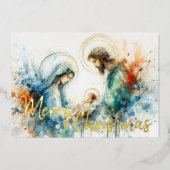 水彩抽象芸術出生シーン 箔シーズンカード (正面)