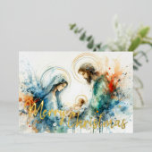 水彩抽象芸術出生シーン 箔シーズンカード (立ち正面)