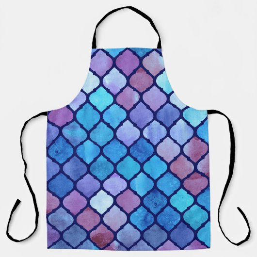 水彩抽象芸術幾何アラブのタイル エプロン (正面)