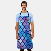 水彩抽象芸術幾何アラブのタイル エプロン (着用した状態)
