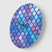 水彩抽象芸術幾何アラブのタイル ラージ壁時計 (傾斜)