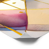 水彩抽象芸術幾何絵画金ゴールド4:3 ポスター (角)