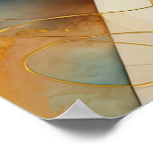 水彩抽象芸術幾何絵画金ゴールド5:4 ポスター (角)