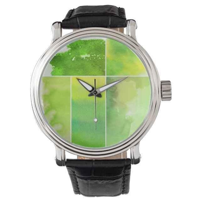 水彩抽象芸術手のセット絵を描 腕時計 (正面)