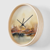 水彩抽象芸術景観森林芸術 壁時計 (傾斜)