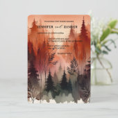 水彩抽象芸術森林燃えたオレンジ結婚の 招待状 (スタンド正面)