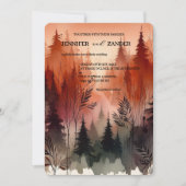 水彩抽象芸術森林燃えたオレンジ結婚の 招待状 (正面)