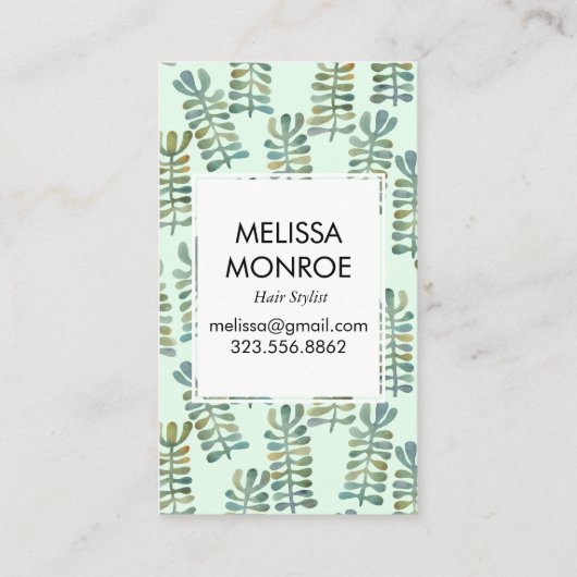 水彩抽象芸術植物海藻自然シック 名刺 (裏面)