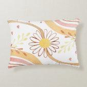 水彩抽象芸術植物花と虹 アクセントクッション (正面)