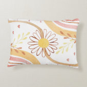 水彩抽象芸術植物花と虹 アクセントクッション (裏面)