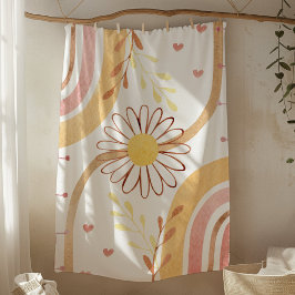 水彩抽象芸術植物花と虹 フリースブランケット