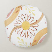 水彩抽象芸術植物花と虹 ラウンドクッション (裏面)