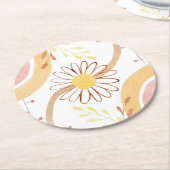 水彩抽象芸術植物花と虹 ラウンドペーパーコースター (アングル)