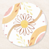 水彩抽象芸術植物花と虹 ラウンドペーパーコースター (正面)