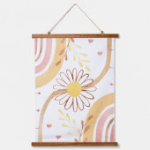 水彩抽象芸術植物花と虹 吊り下げ型タペストリー (正面)