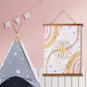 水彩抽象芸術植物花と虹 吊り下げ型タペストリー