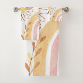 水彩抽象芸術植物花虹キッズ バスタオルセット (インサイチュ)