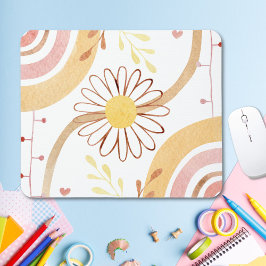 水彩抽象芸術植物花虹キッズ マウスパッド