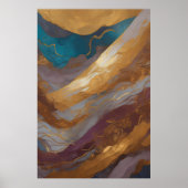 水彩抽象芸術横絵画景の金ゴールド2:3 ポスター (正面)