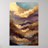 水彩抽象芸術横絵画景の金ゴールド2:3 ポスター (正面)