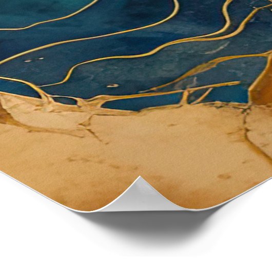 水彩抽象芸術横絵画景の金ゴールド2:3 ポスター (角)