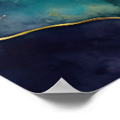 水彩抽象芸術横絵画景の金ゴールド3:2 ポスター (角)