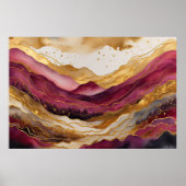 水彩抽象芸術横絵画景の金ゴールド3:2 ポスター (正面)